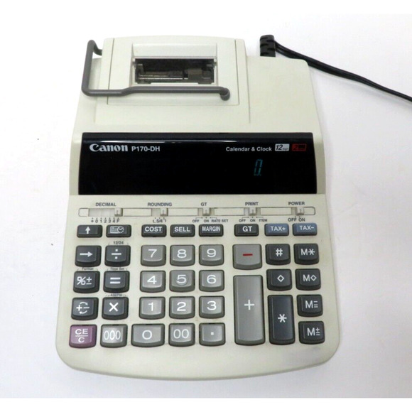 Canon P170-DH Desktop Printing Calculator 2 Color w/ Calendar & Clock - TESTED - Picture 1 of 8